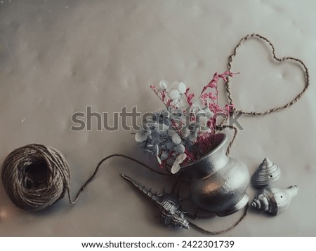 Heart rope with dried flowers for crafts