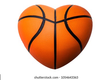 Heart shape basketball on white background