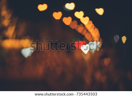 Heart shape bokeh from street light background, Love heart background