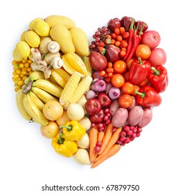 Heart Shape By Various Vegetables And Fruits