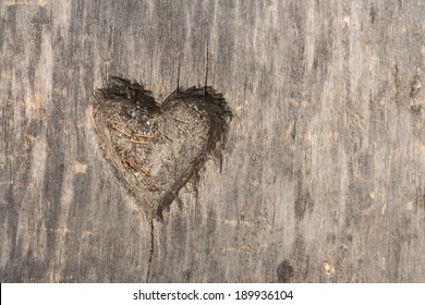 heart shape cut in wood