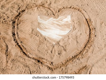 Heart Shape Drawn In Sand Around Home Plate On Baseball Field