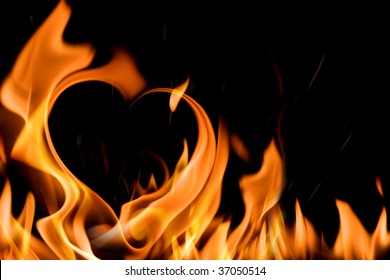  Heart Shape In Fire Flame