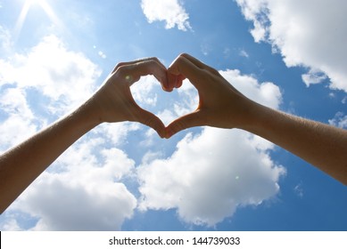 Heart Shape With Hand In Sky