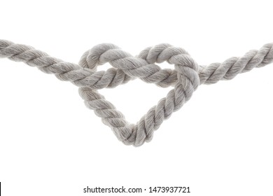 Heart Shape Knot Of Rope Isolated On White Background