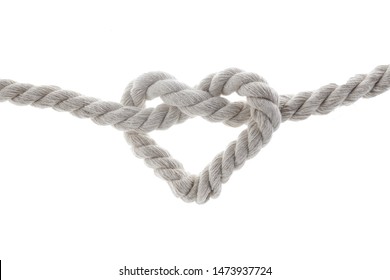 Heart Shape Knot Of Rope Isolated On White Background