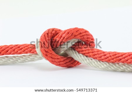 heart shape knots of rope isolated on white background 