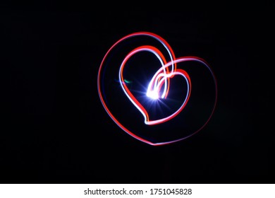 Heart Shape Of Light Trail.