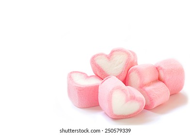  Heart Shape Marshmallow With On White Background