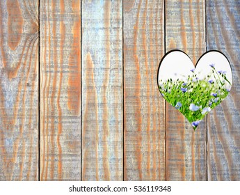 Heart Shape In Old Wooden Fence.