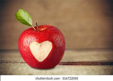 Heart Shape On Apple.