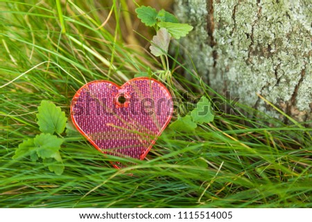 Heart shape on the green grass. Valentine card. Valentine Love and heart. Valentine's day. Copy space.
