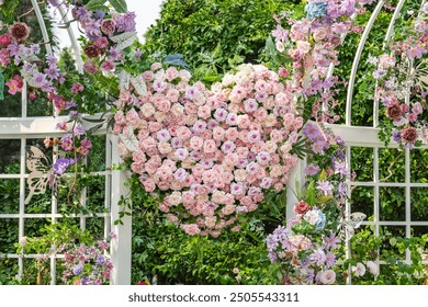 heart shape pink artificial rose background ,natural texture - Powered by Shutterstock