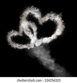 Heart Shape Smoke Isolated On Black Background