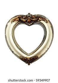 Heart Shaped Baroque Picture Frame Isolated On White