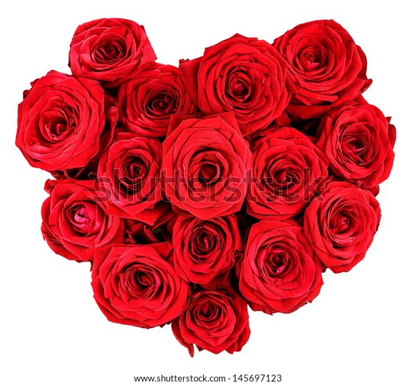 Heart Shaped Bouquet Red Roses Isolated Stock Photo (Edit Now) 145697123