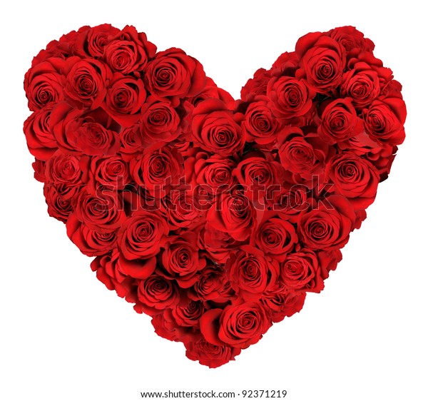 Heart Shaped Bouquet Red Roses Isolated Stock Photo (Edit Now) 92371219