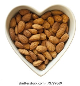 Heart Shaped Bowl Filled With Healthy Almonds