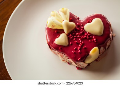 Heart Shaped Cake On A Plate.