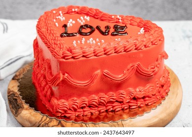 Heart shaped cake. Specially designed heart cake prepared for Valentine's Day