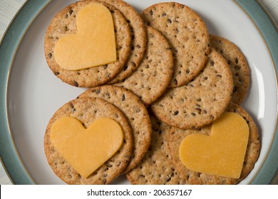 Heart Shaped Cheese On Cracker