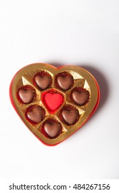 Heart Shaped Chocolate Box Isolated On White 