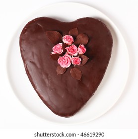  Heart Shaped Chocolate Cake On Plate