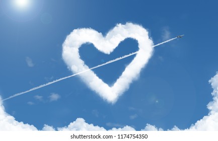 Plane With Heart Shape Cloud Stock Photos Images Photography Shutterstock