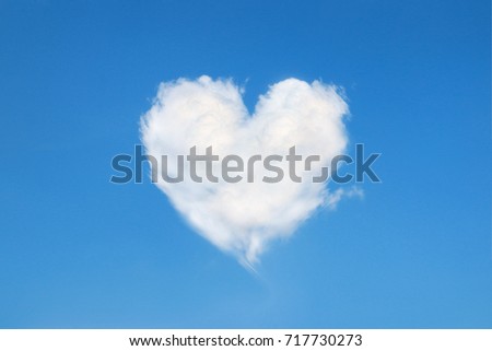 heart shaped cloud in the blue sky