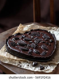 heart shaped oreo chocolate tart