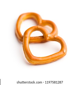 Heart shaped pretzel isolated on white background. - Powered by Shutterstock