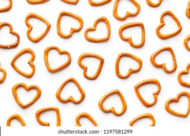 Heart shaped pretzel isolated on white background. - Powered by Shutterstock