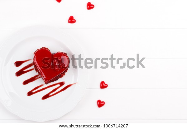 Heart Shaped Red Velvet Cake Decorated Stock Photo Edit Now