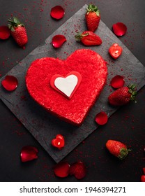 Heart Shaped Red Velvet Valentine's Day Cake 