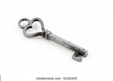 heart shaped solid grey metal key