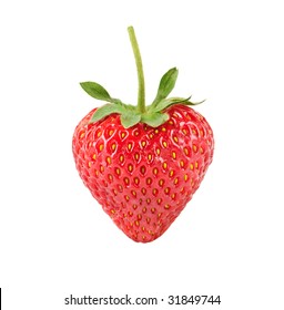 Heart shaped strawberry isolated over white background