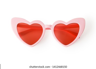 Heart Shaped Sunglasses Isolated On White Background