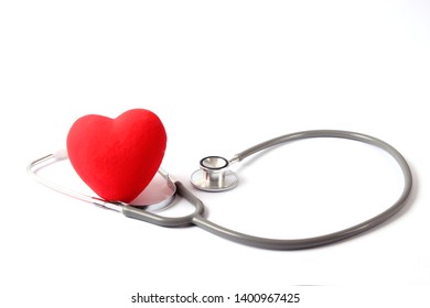 Heart And Stethoscope On White Background
