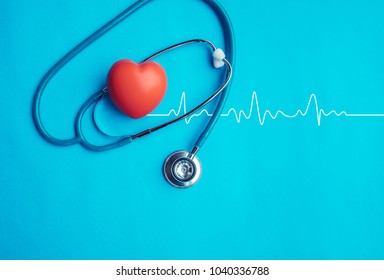 Heart and stethoscope,Heartbeat Line,Healthcare concept. - Shutterstock ID 1040336788