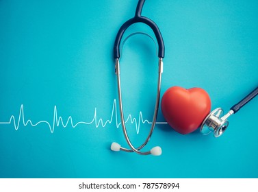 Heart and stethoscope,Heartbeat Line,Healthcare concept. - Shutterstock ID 787578994