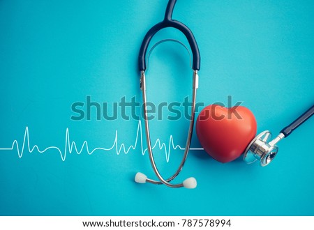 Heart and stethoscope,Heartbeat Line,Healthcare concept.