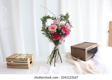 Heart Structure Handtied, boxes, Carnation, gerbera