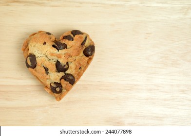 Heart Sweet Cookie On Wood Background