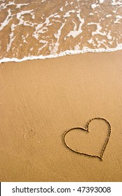 heart symbol on the sand