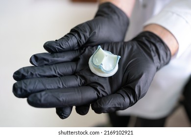 Heart Valve Implant For Transplantation In The Hands Of A Doctor, Cardiology, Prosthetics.