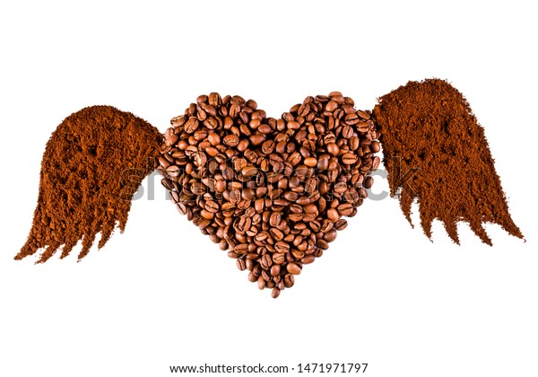 Heart Wings Made Coffee Beans Coffee Stock Photo Edit Now