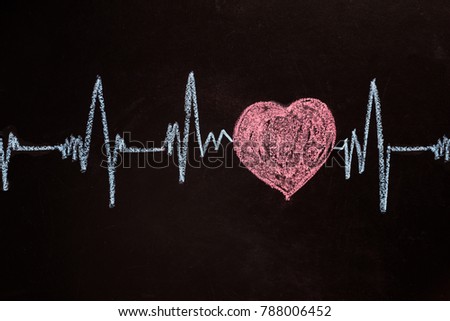 Heartbeat captured on cardiograph. Frequency, Wave Heart