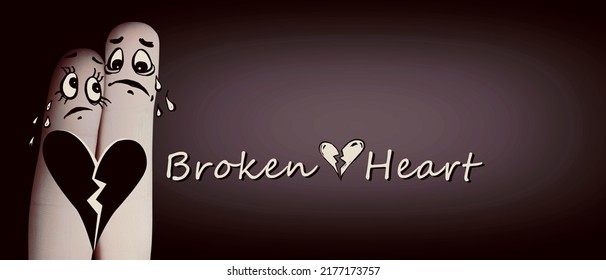 Heartbreak Concept With Broken Heart. Separation And Divorce. 3d Illustration