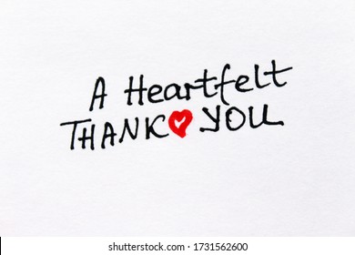 A Heartfelt Thank You! Handwritten Message On A White Background.