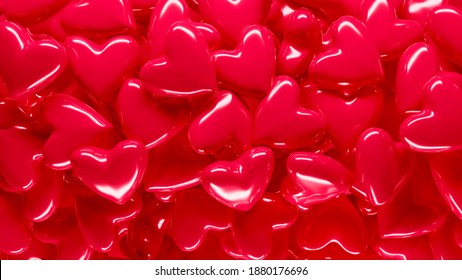 Hearts background. Love, passion and Valentine's Day themed. 3d rendering. Holiday greeting card for Valentine day concept. Balloon heart background love. Romantic template for wedding, women's day. - Shutterstock ID 1880176696